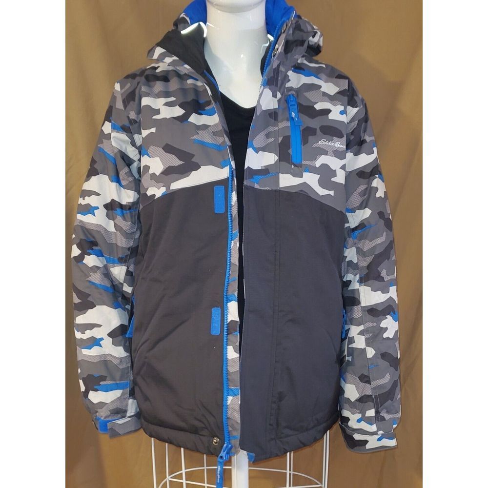 Eddie Bauer Youth 3 In 1 Jacket Sz L, 14/16, Blue Camo, Winter, Snow, Ski Jacket